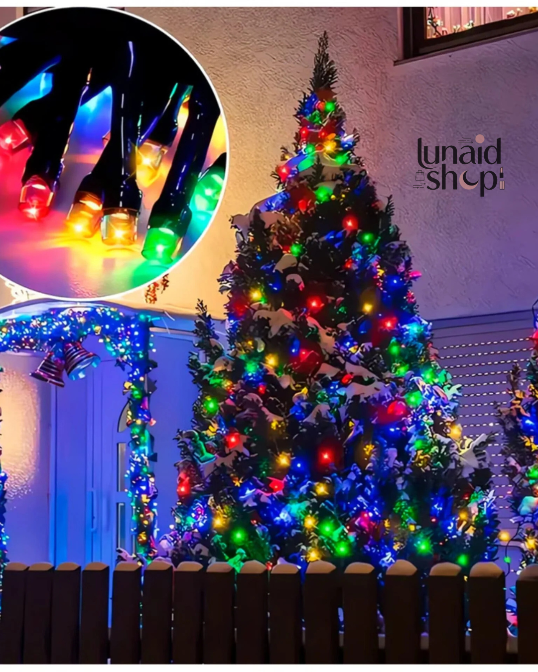 Luces Navideñas con Panel Solar de Colores 20mts