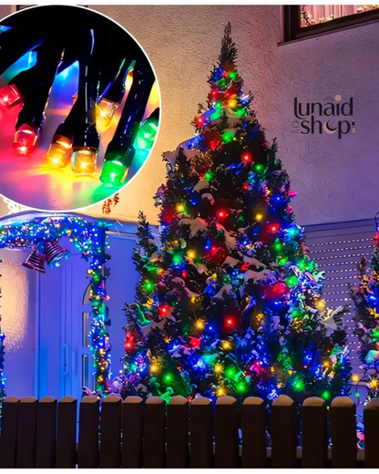 Luces Navideñas con Panel Solar de Colores 20mts