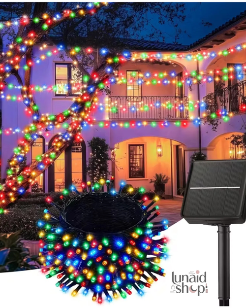 Luces Navideñas con Panel Solar de Colores 20mts
