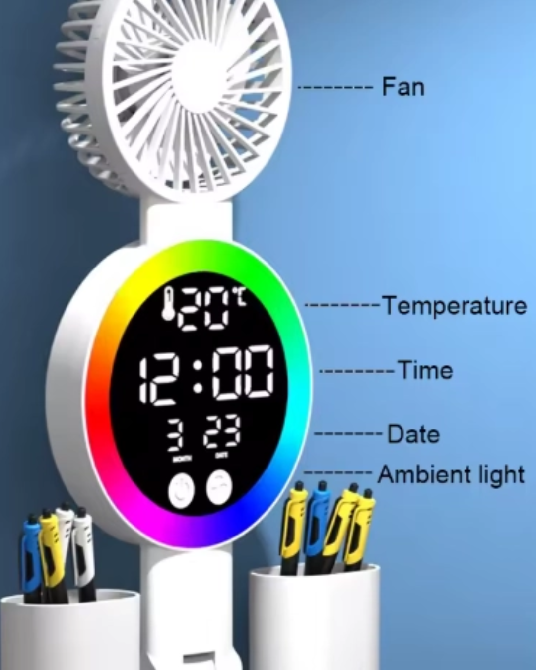 LÁMPARA DE ESCRITORIO CON LUZ LED Y VENTILADOR