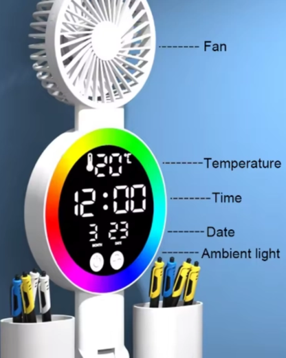 LÁMPARA DE ESCRITORIO CON LUZ LED Y VENTILADOR