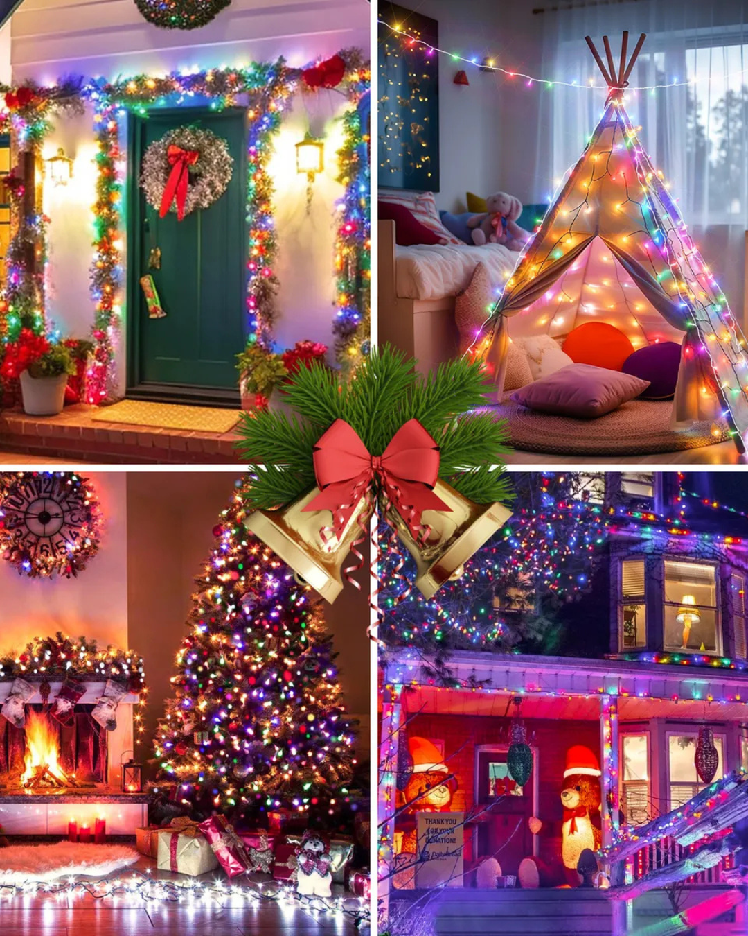 Luces Navideñas con Panel Solar de Colores 20mts