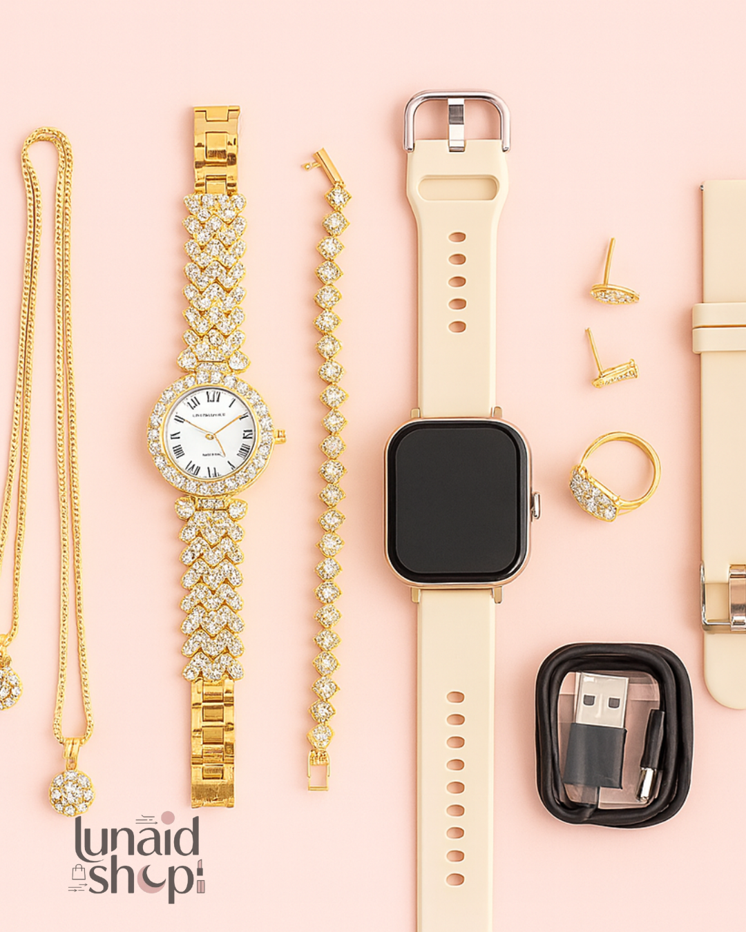 Set Smartwatch A58 Plus – Edición Premium (Rosado) + Accesorios Exclusivos