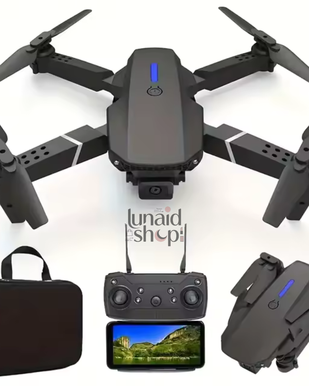 Drone E88 Pro , Doble Camara HD , Shooting con Estuche y Repuesto