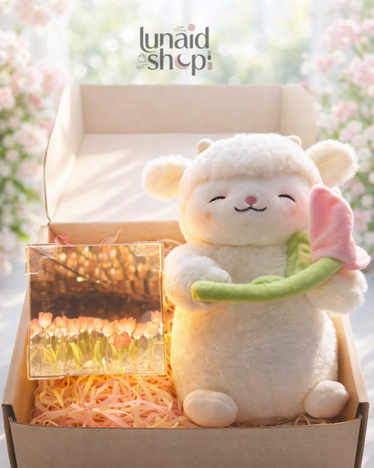 PELUCHE CORDEITO TULIPAN + TULIPAN INFINITO CAJA DE REGALO