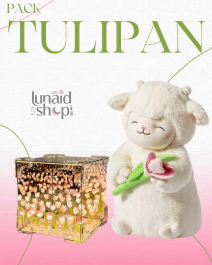 PELUCHE CORDEITO TULIPAN + TULIPAN INFINITO CAJA DE REGALO