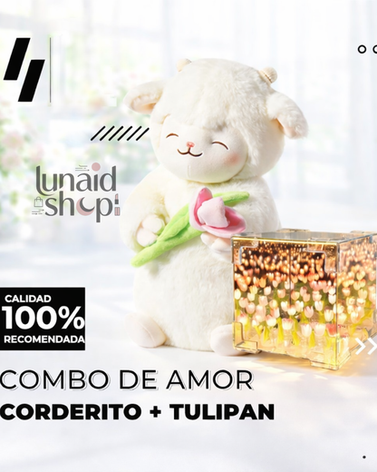 PELUCHE CORDEITO TULIPAN + TULIPAN INFINITO CAJA DE REGALO