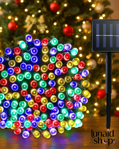 Luces Navideñas con Panel Solar de Colores 20mts