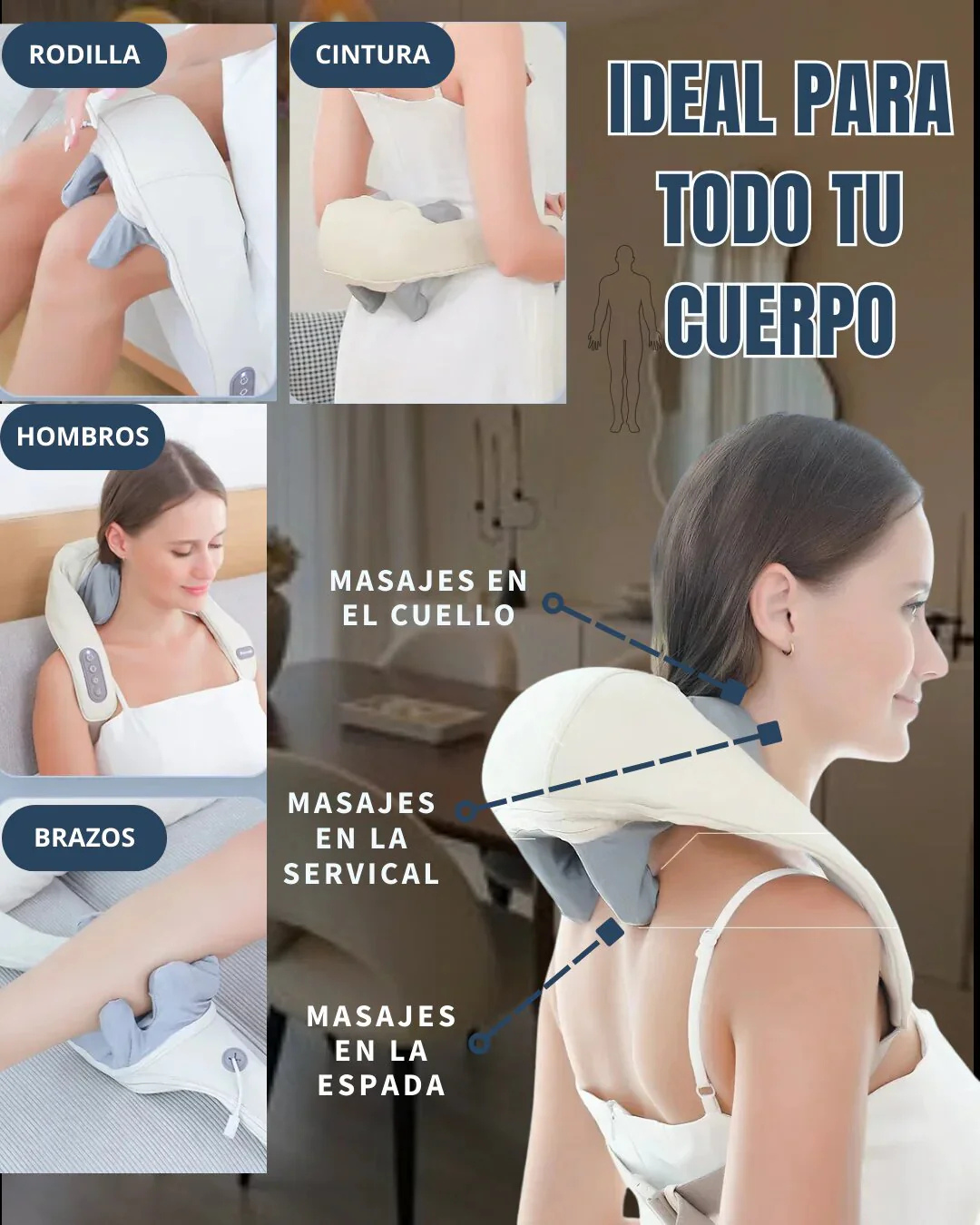 Masajeador de Cuello y Hombro con Calor 5d para Relajar